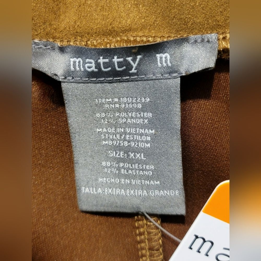 Matty M Women's XXL High Rise Bootcut Faux Suede Stretch Pants Spice Brown NWT - Picture 8 of 13